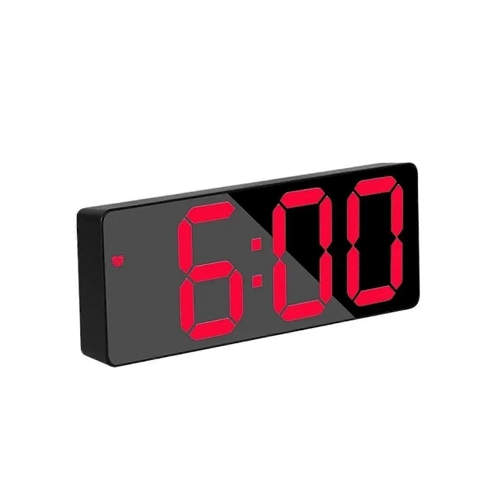LED Digital Alarm Clock with Large Display and Red Light for Bedroom or Office
