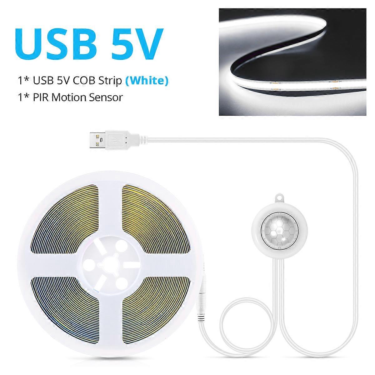 Sensitive Delay Time Adjustable PIR Motion Sensor LED COB Strip Light USB 5V Powered DIY Cuttable For Corridor Stairs Bedroom