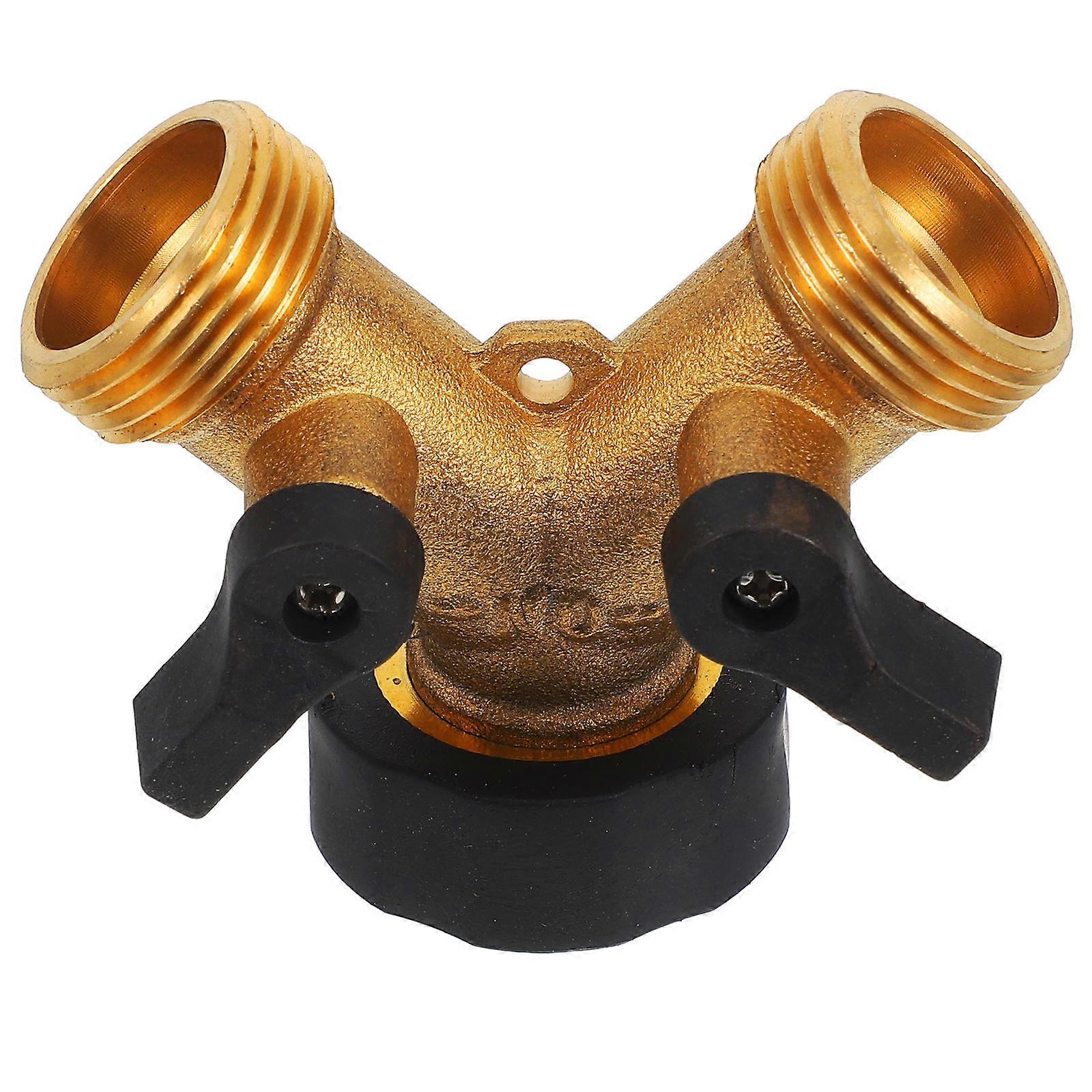 Faucet Hose Splitter Copper Washing Machine Valve Connector with 2 Way Adapter
