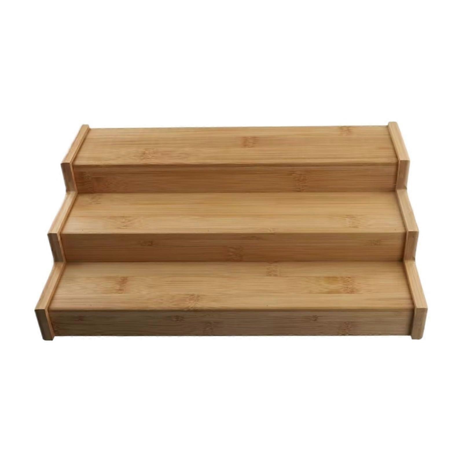 3 Tier Wooden Spice Rack Organizer Solid Wood Kitchen Shelf SpaceSaving Countertop Storage
