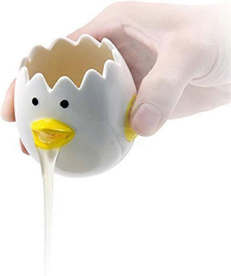Cute Egg Separator, Ceramics Vomiting Chicken Egg Yolk White Separator, Practical Household Small Egg Filter Splitter, Kitchen Gadget Baking Assistant