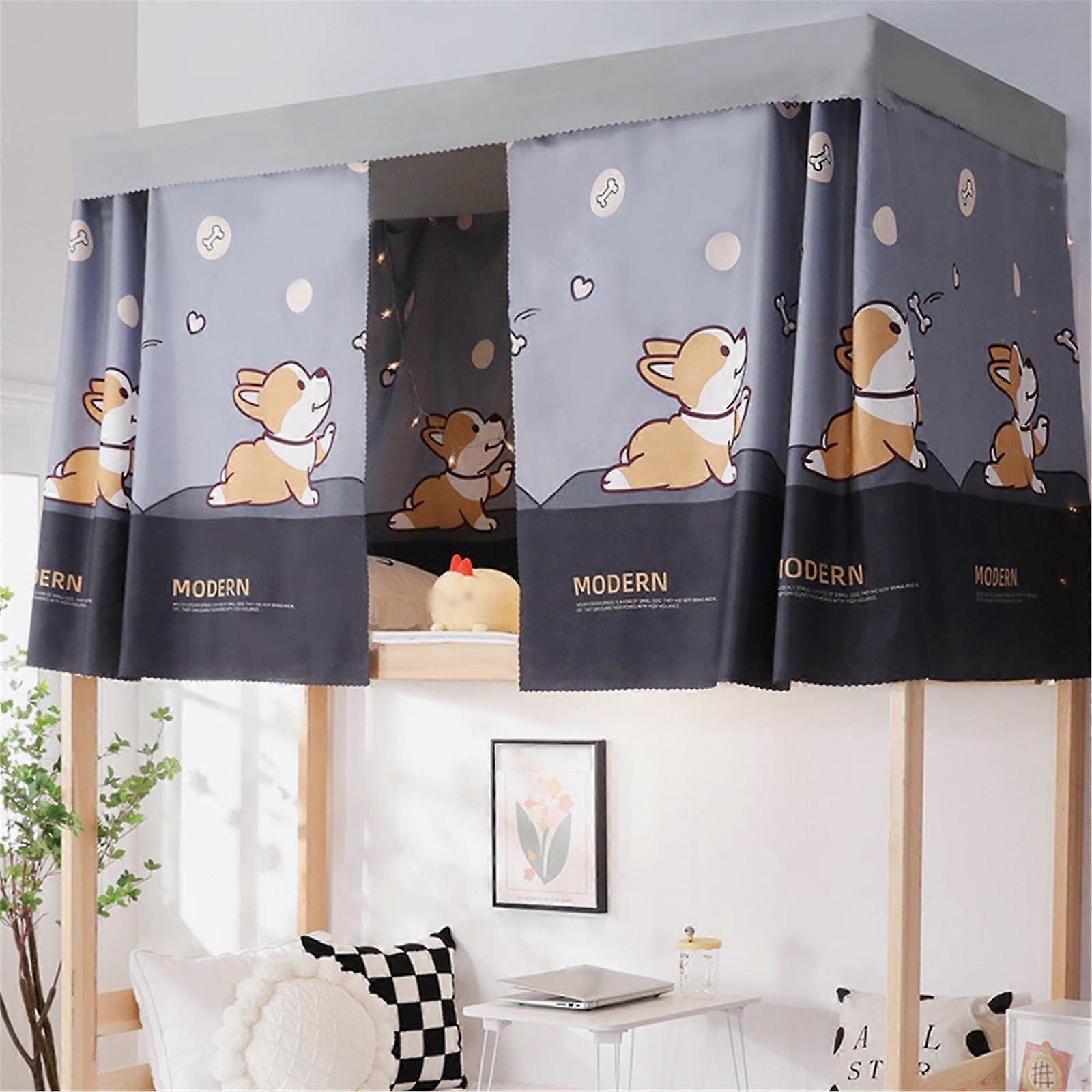 Bunk Bed Privacy Curtain Set, Light Blocking Breathable Fabric, Easy Install for Bottom Bunk Dorm Room