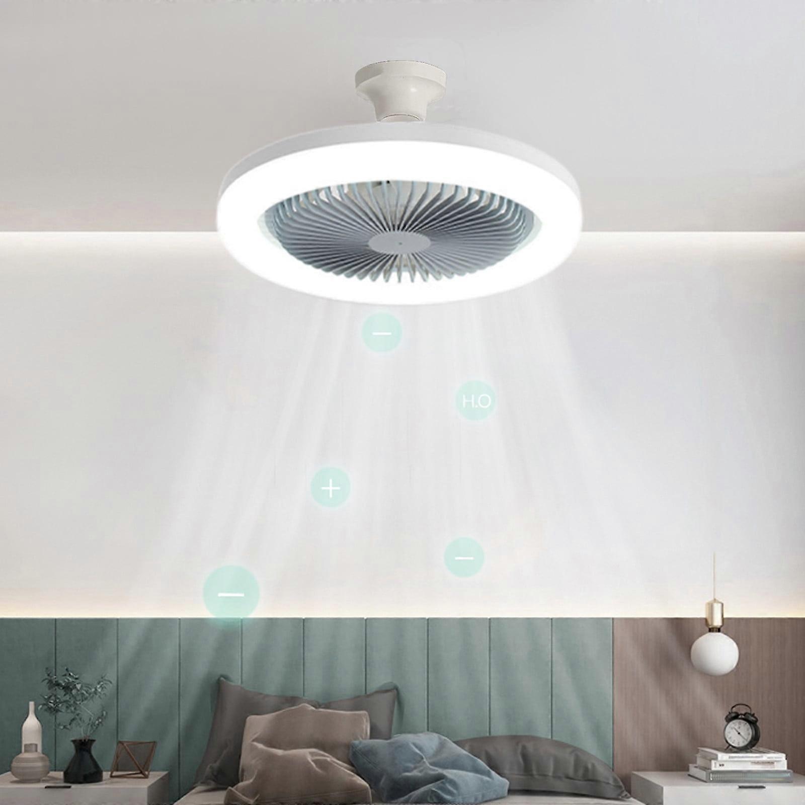 Clearance! lulshou Ceiling Fan with Lights, Enclosed Low Fan Light, Ceiling Light with Fan, Hidden Electric Fan with E27 Lamp