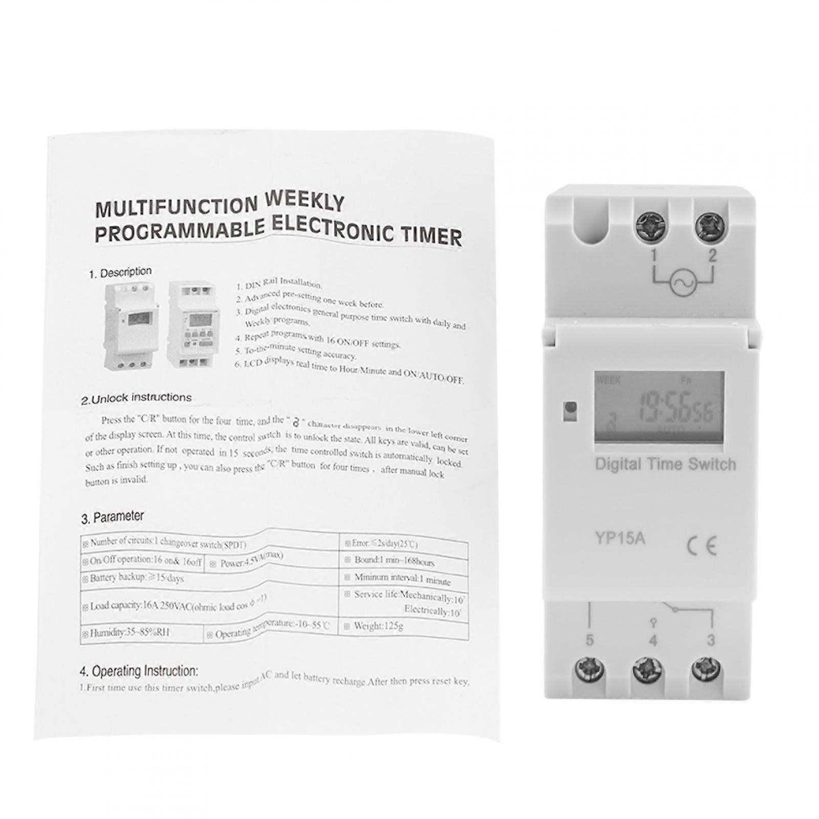Relay Time Switch -16A Digital LCD Power Timer Programmable Relay Time Switch(AC220V)