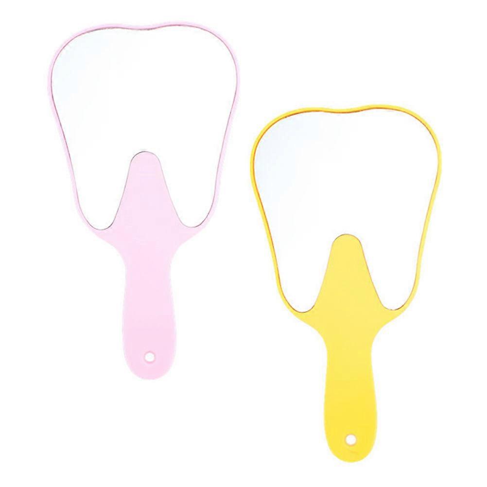 Portable Makeup Mirror Tooth Shaped for Makeup 6Pcs Assorted Colors