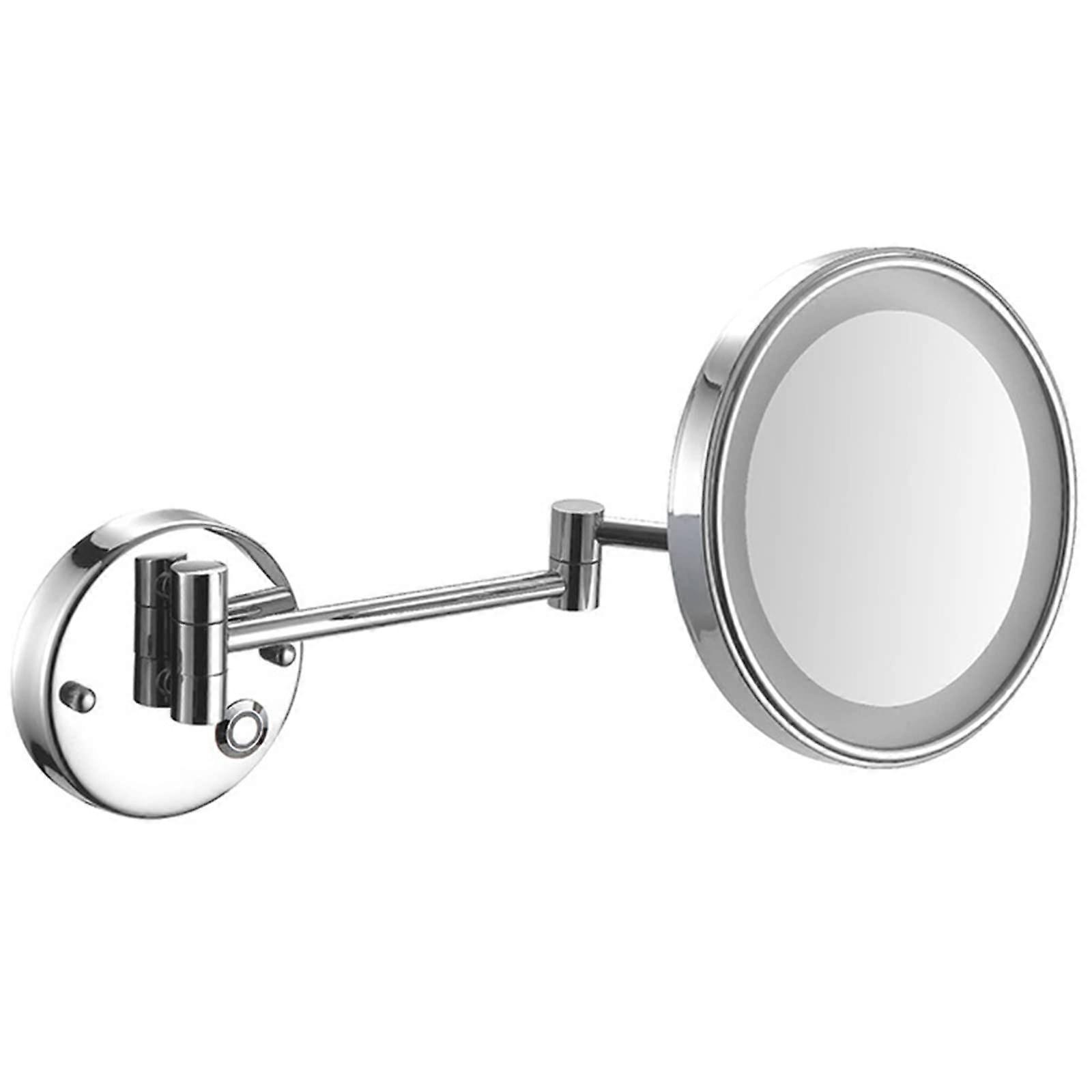 LED Wall Mounted Makeup Mirror with Touch Dimming, 360° Swivel, Chrome, 3X–10X Magnification
