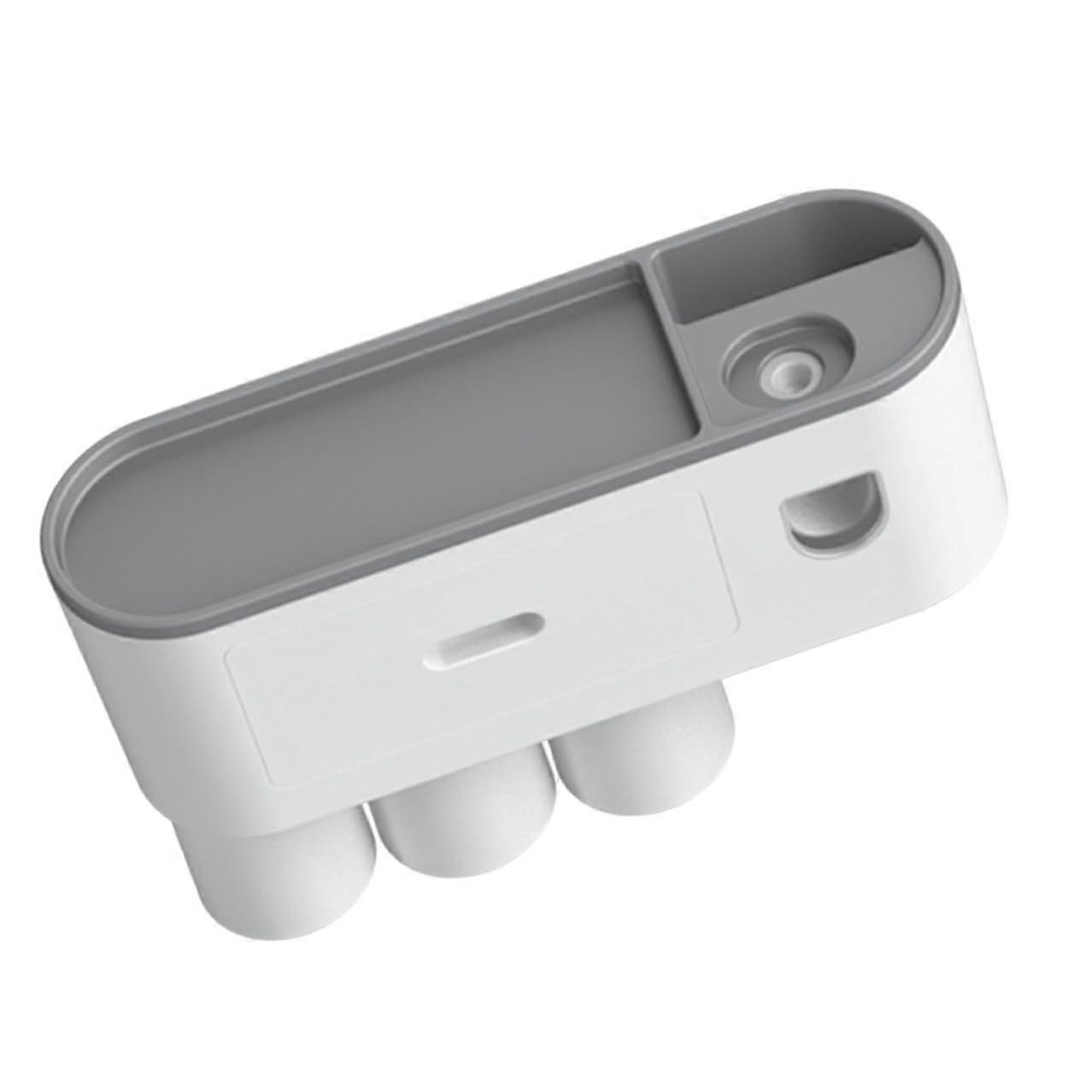 Wall Mounted Toothbrush Holder with Cups and Automatic Toothpaste Dispenser for Bathroom Storage