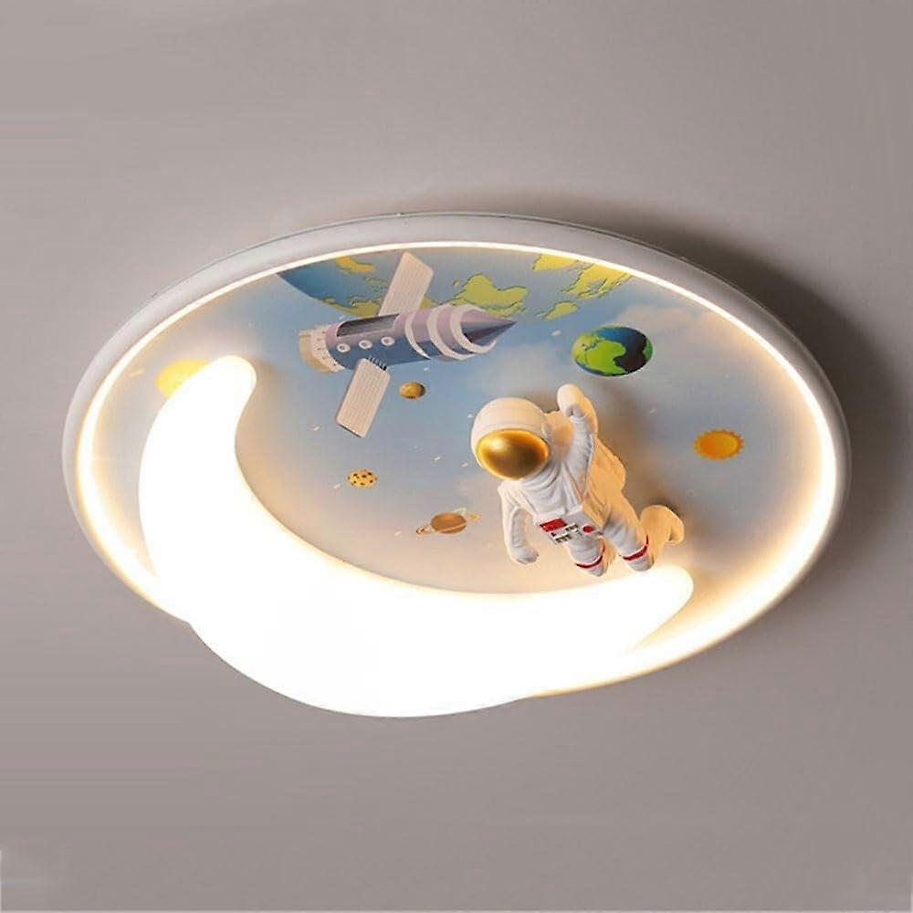 Kids Rocket Ceiling Light with Remote Dimming, Adjustable Color Temperature, Space Theme Astronaut LED Lamp for Bedroom