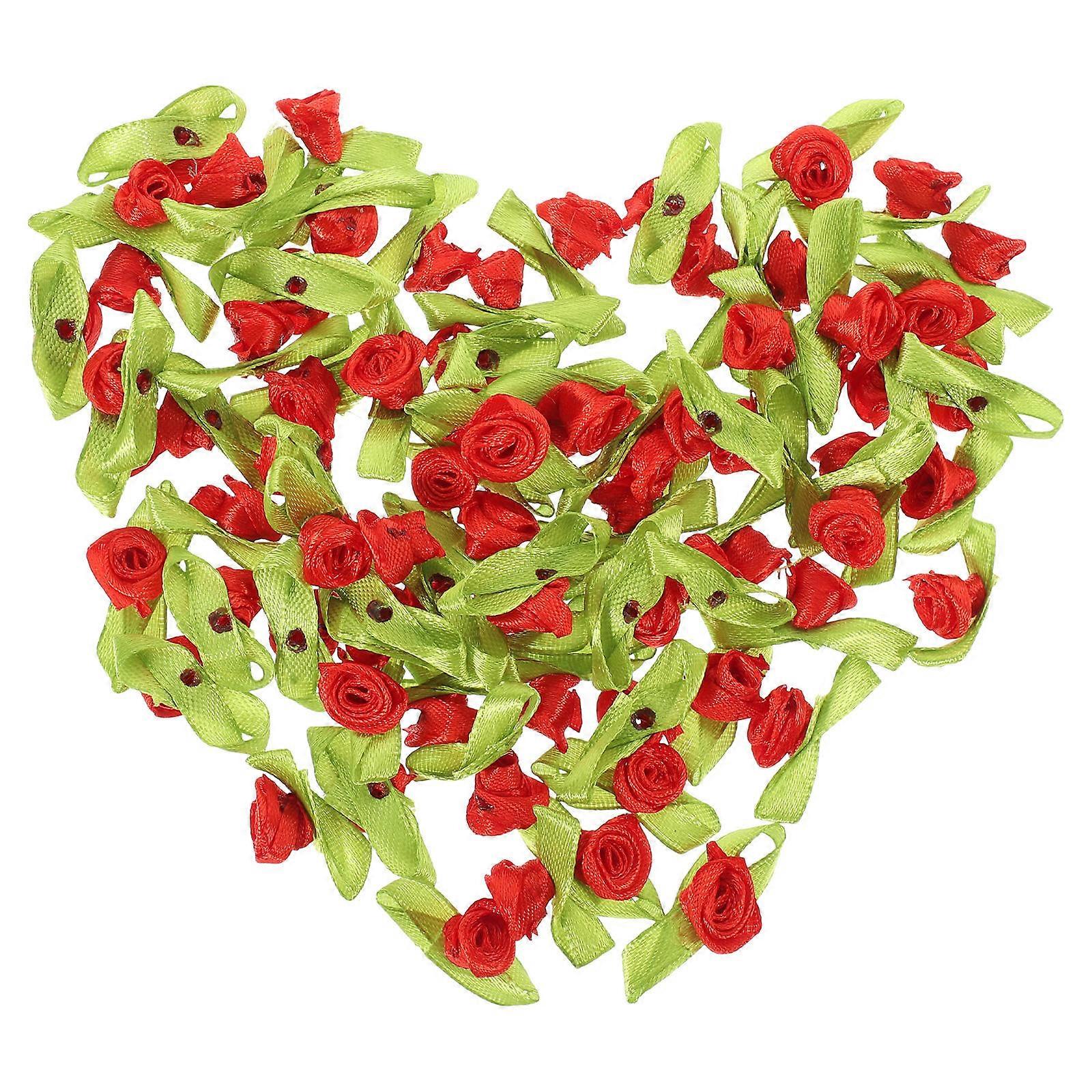 Clothes Applique Diy Projects Flower Multi Layer Appliques Red Polyester 500Pcs