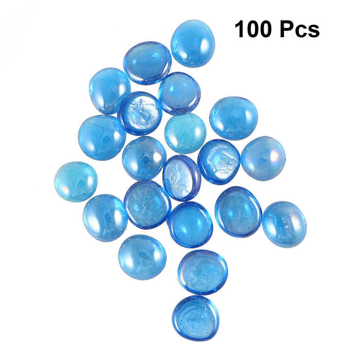 Flat Glass Bead Decorations for DIY Craft Projects and Home Decoration 1 Set Sky Blue