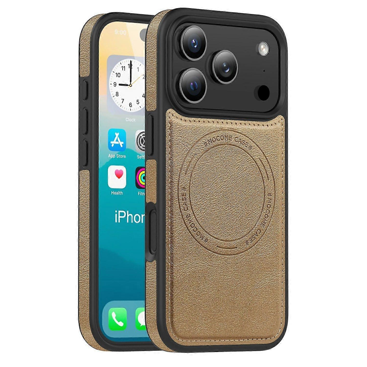 For iPhone 17 Pro Case Compatible with MagSafe Leather Back Phone Cover