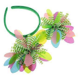 Gestreepte pompon paashoofdband voor paasfeestdecoratie