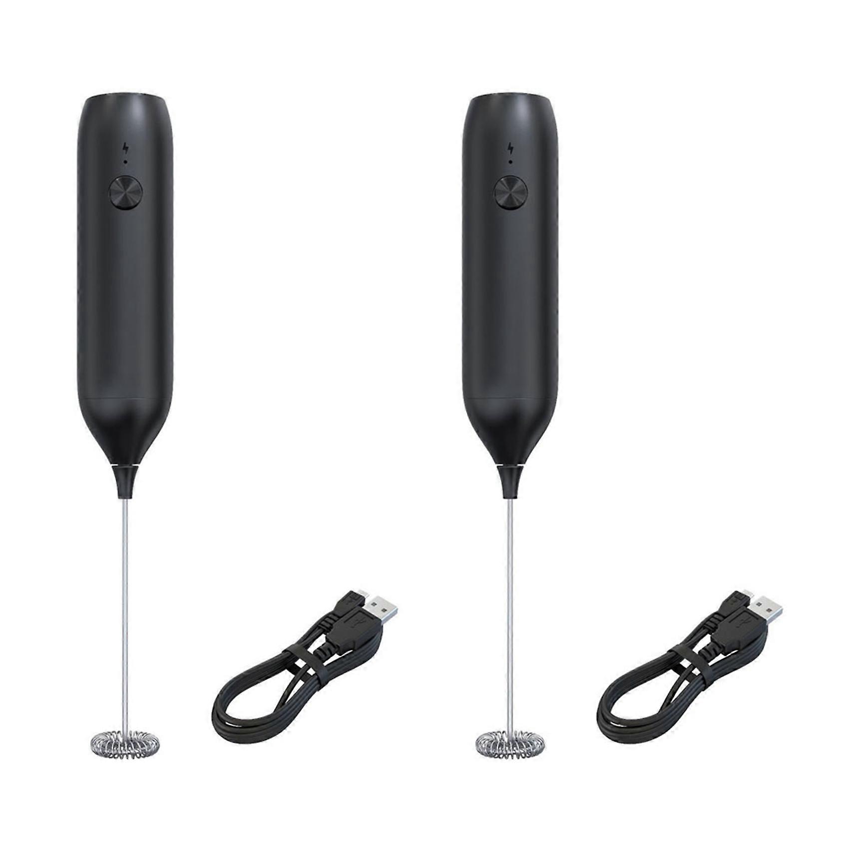 2X Handheld Electric Milk Frother USB Rechargeable Mini Foam Maker Drink Mixer Whisk Beater for Coffee Latte Matcha