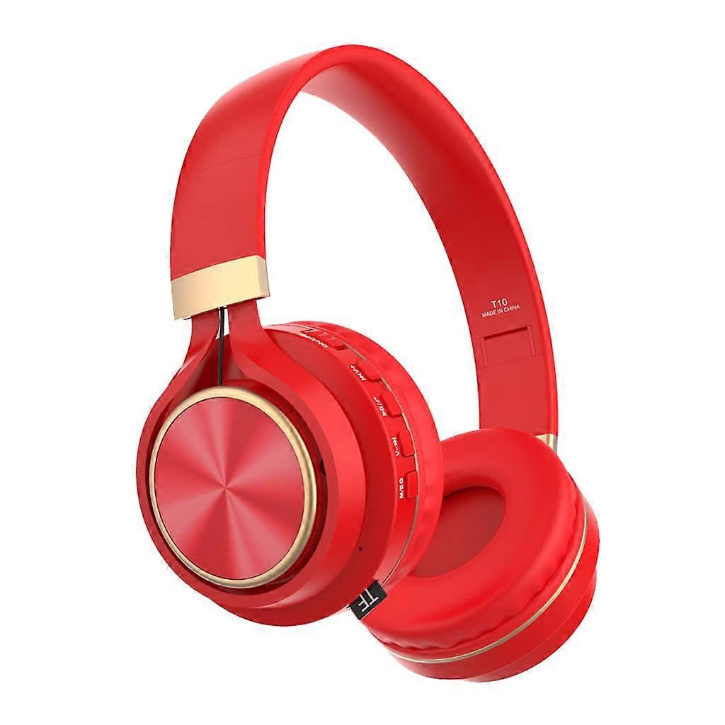 Wireless Headset V5.0 Bluetooth Deep Bass HiFi Stereo Red Portable