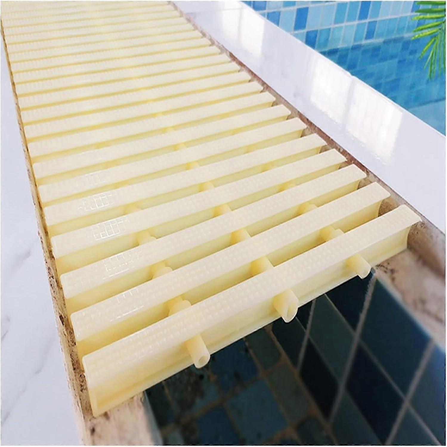 Pool Overflow Drain Grate ABS Plastic 25x100 cm White Shower Floor Drain Strainer Gutter Guard Filter