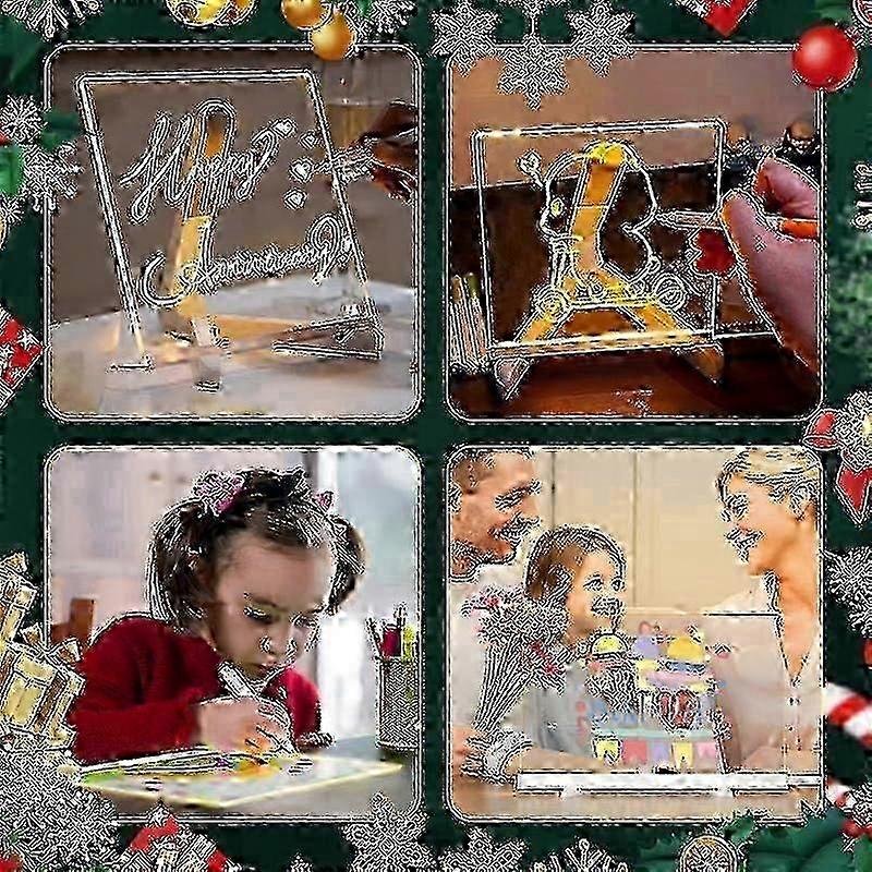 Led Note Board With Colors, Light Up Acrylic Message Board, Led Drawing Board, Illuminated Acrylic Notepad With Adjustable Stand And Pens