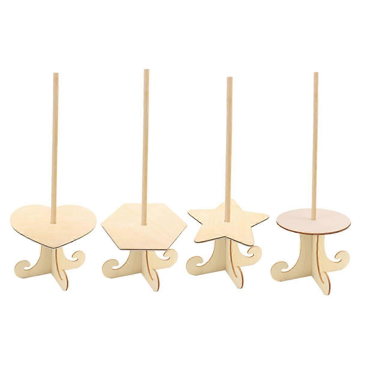 4pcs Wooden Donut Display Stand with Stable Base, Reusable Dessert Holder for Weddings and Parties