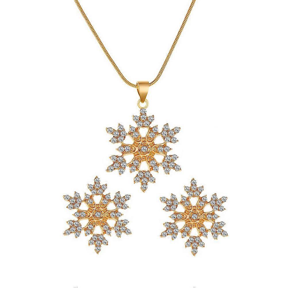 Rhinestone Snowflake Necklace and Earring Set for Wedding 1Set