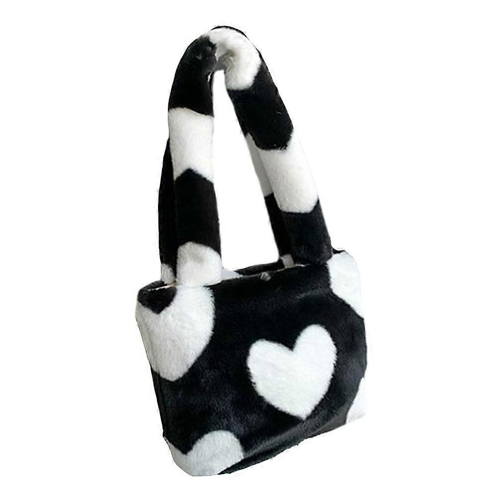 Black Plush Single-Shoulder Bag for Outdoor Phone Storage 1Pcs
