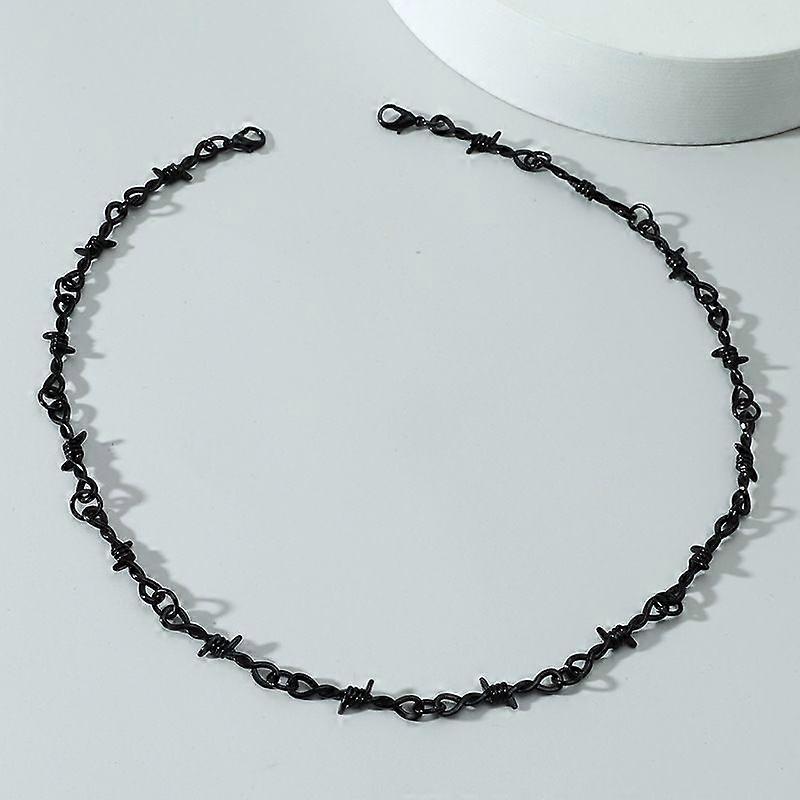 Alloy Barbed Wire Link Chain Necklaces Black 21.65 inch(55cm)