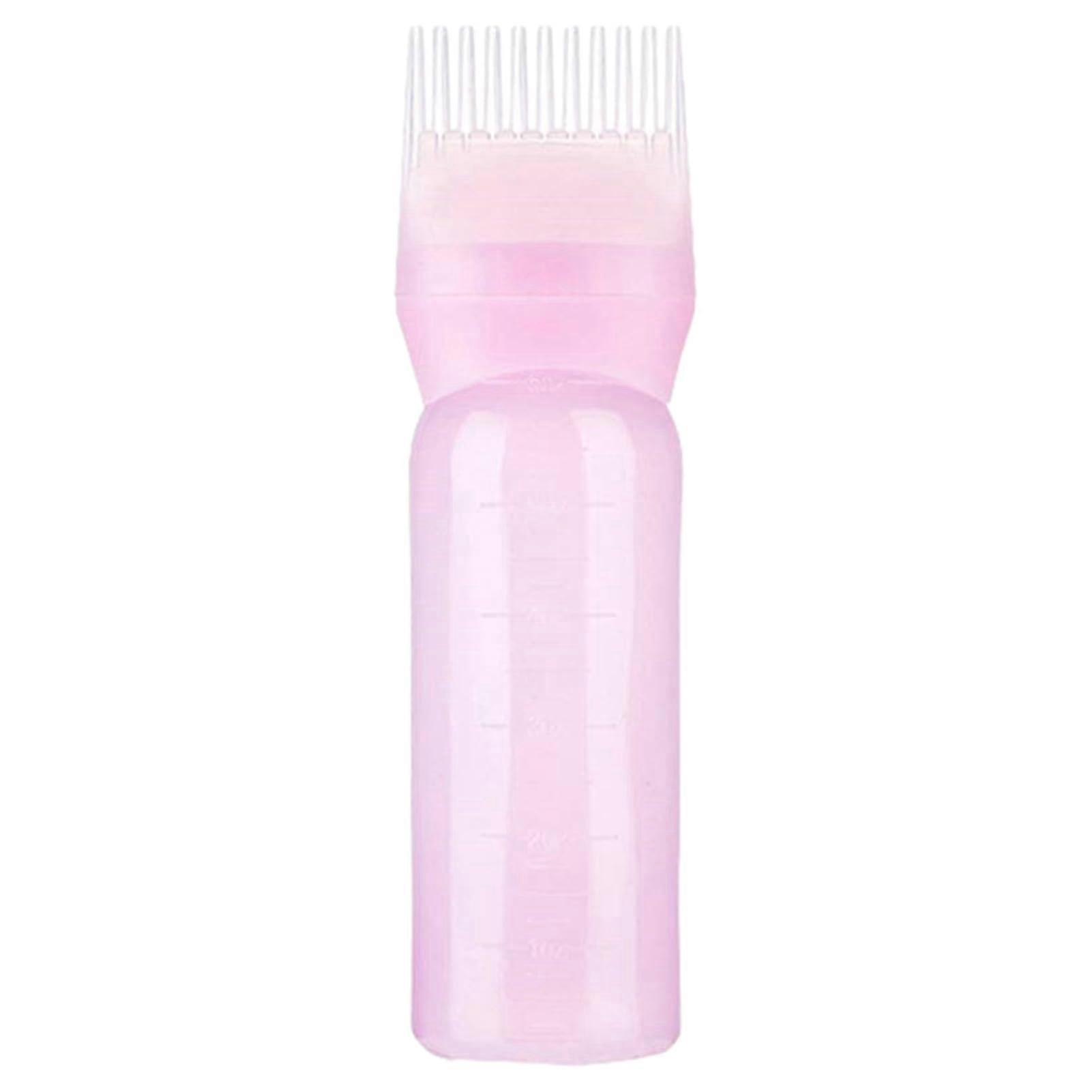 Root Comb Hair Dye Applicator Bottle with Scale for Even Color Application  Pink