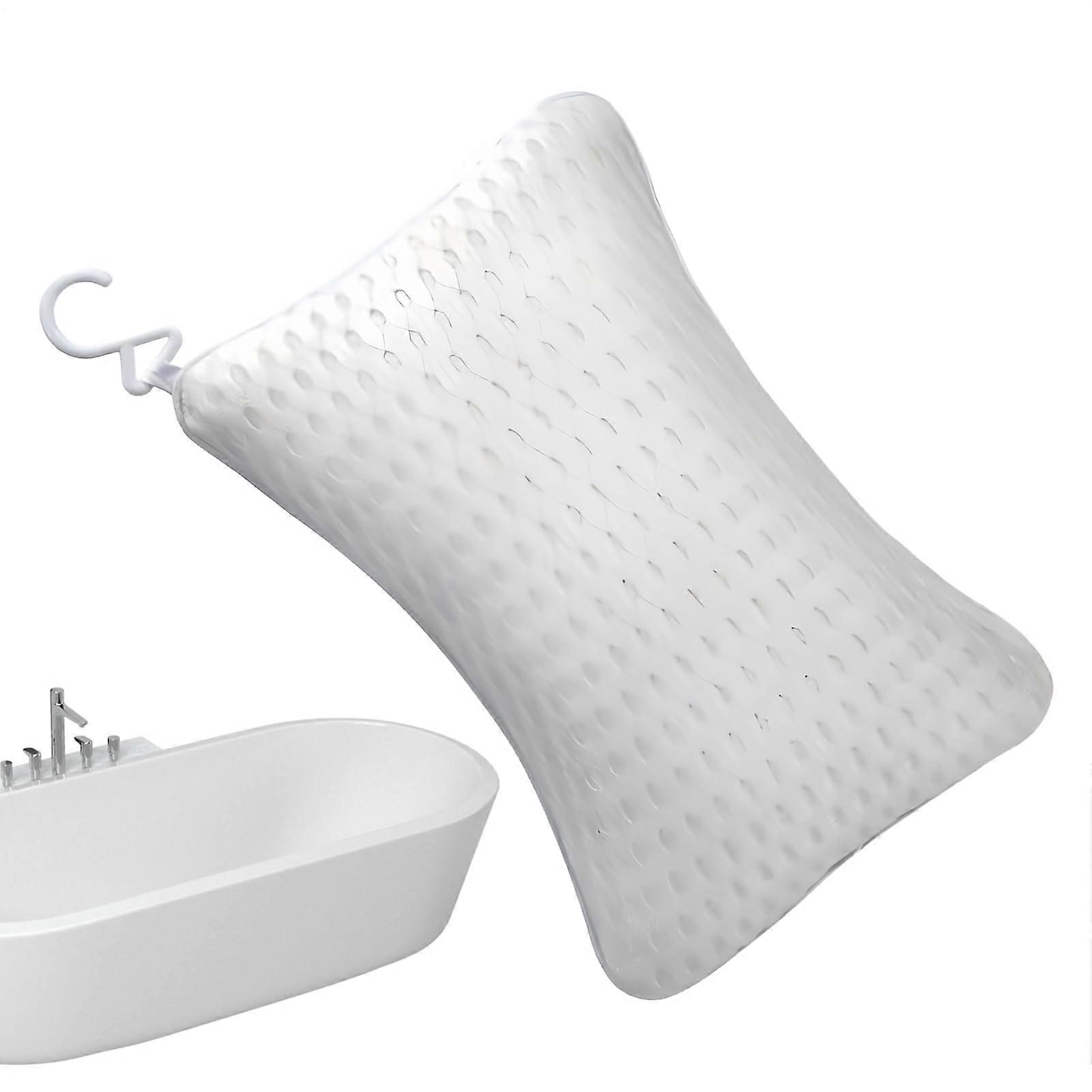 Bath Pillow with Suction Cups Ergonomic Neck Support Quick Dry Bathtub Headrest 30x20cm