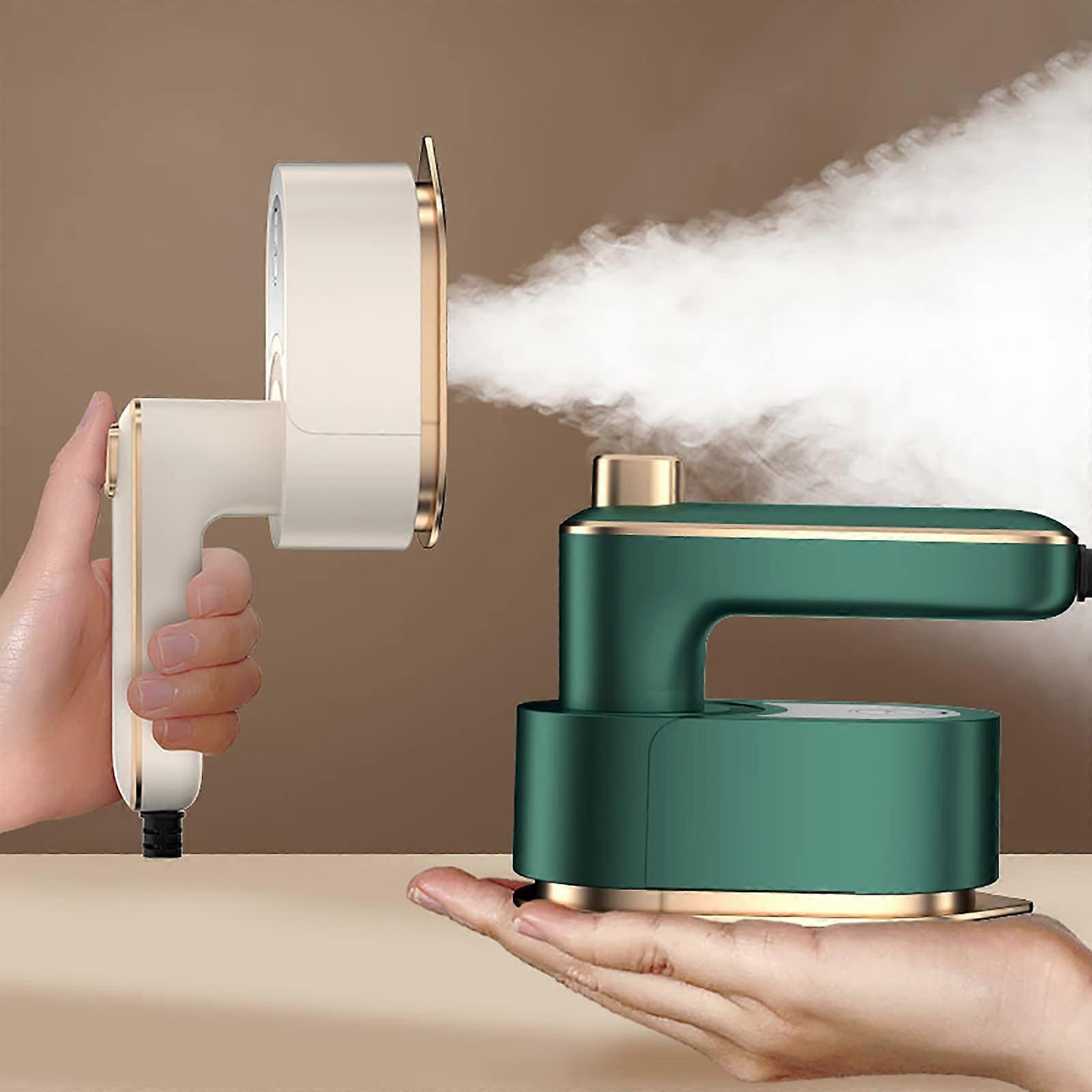 Portable Mini Steam Iron with Instant Heating, Foldable Design and Insulation Bracket, Green