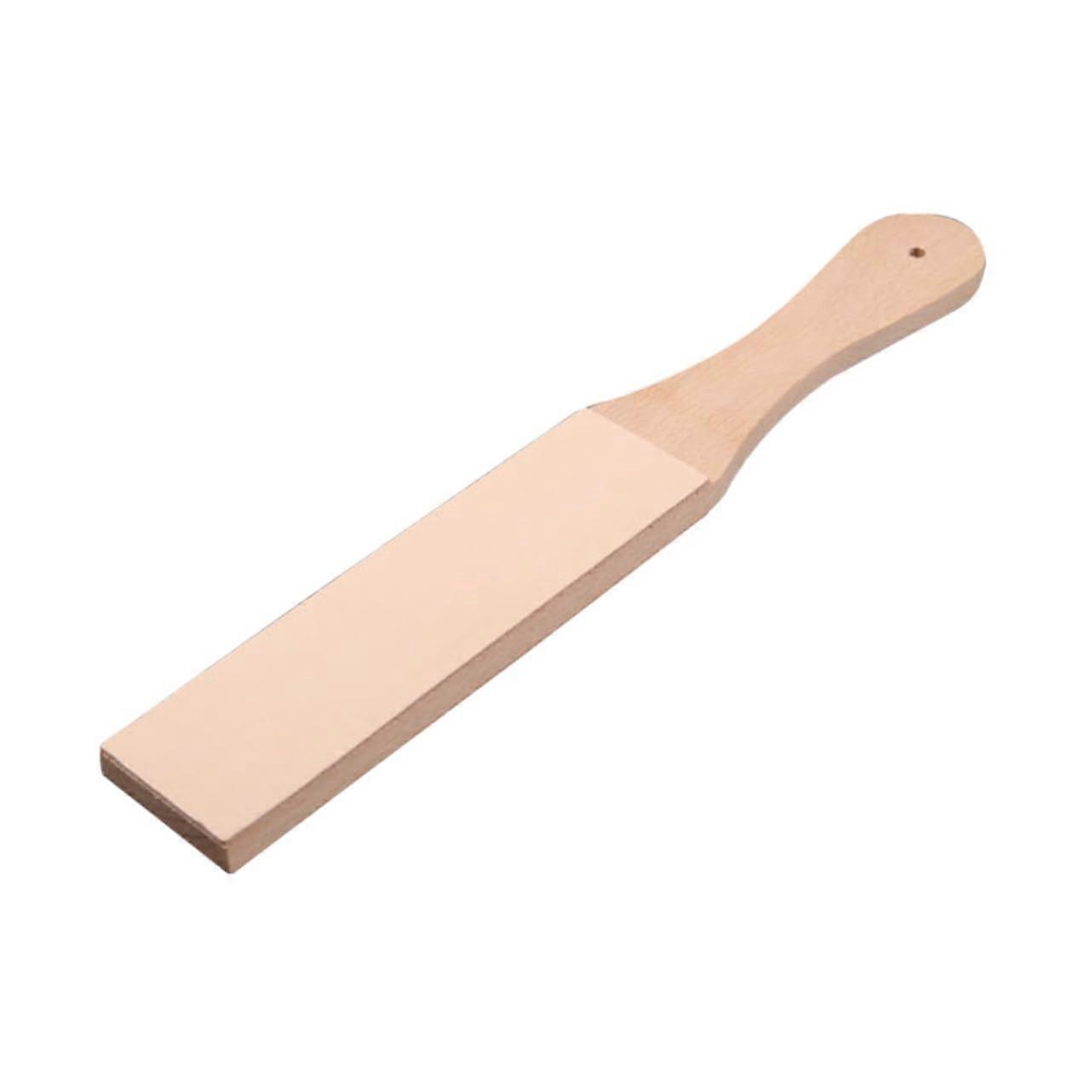 DoubleSided Leather Strop with Beech Handle for Razor Precision Sharpening and Kitchen Knives