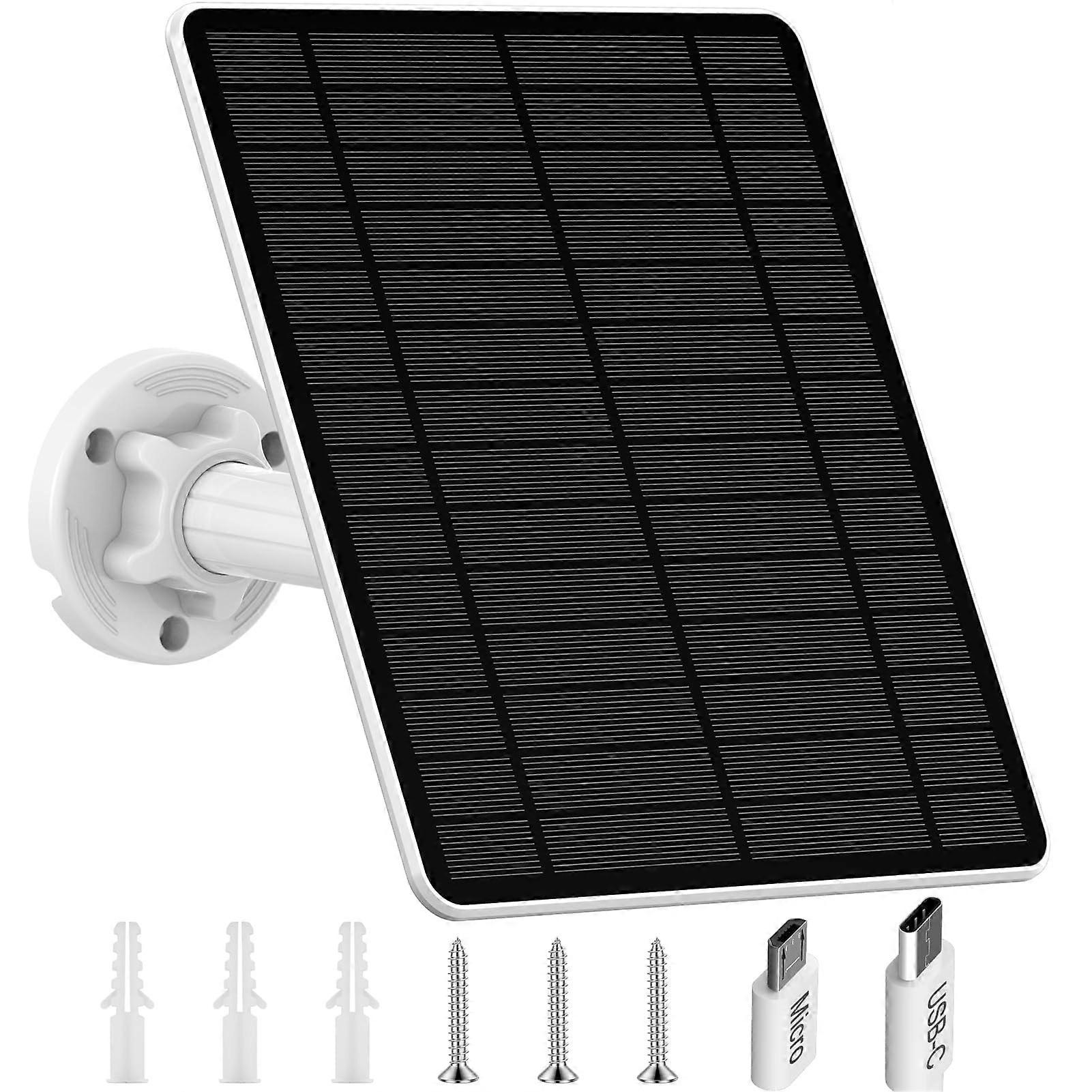 5W Security Camera Solar Panel with Dual Ports, IP65 Waterproof, 360° Adjustable, 9.8ft Cable