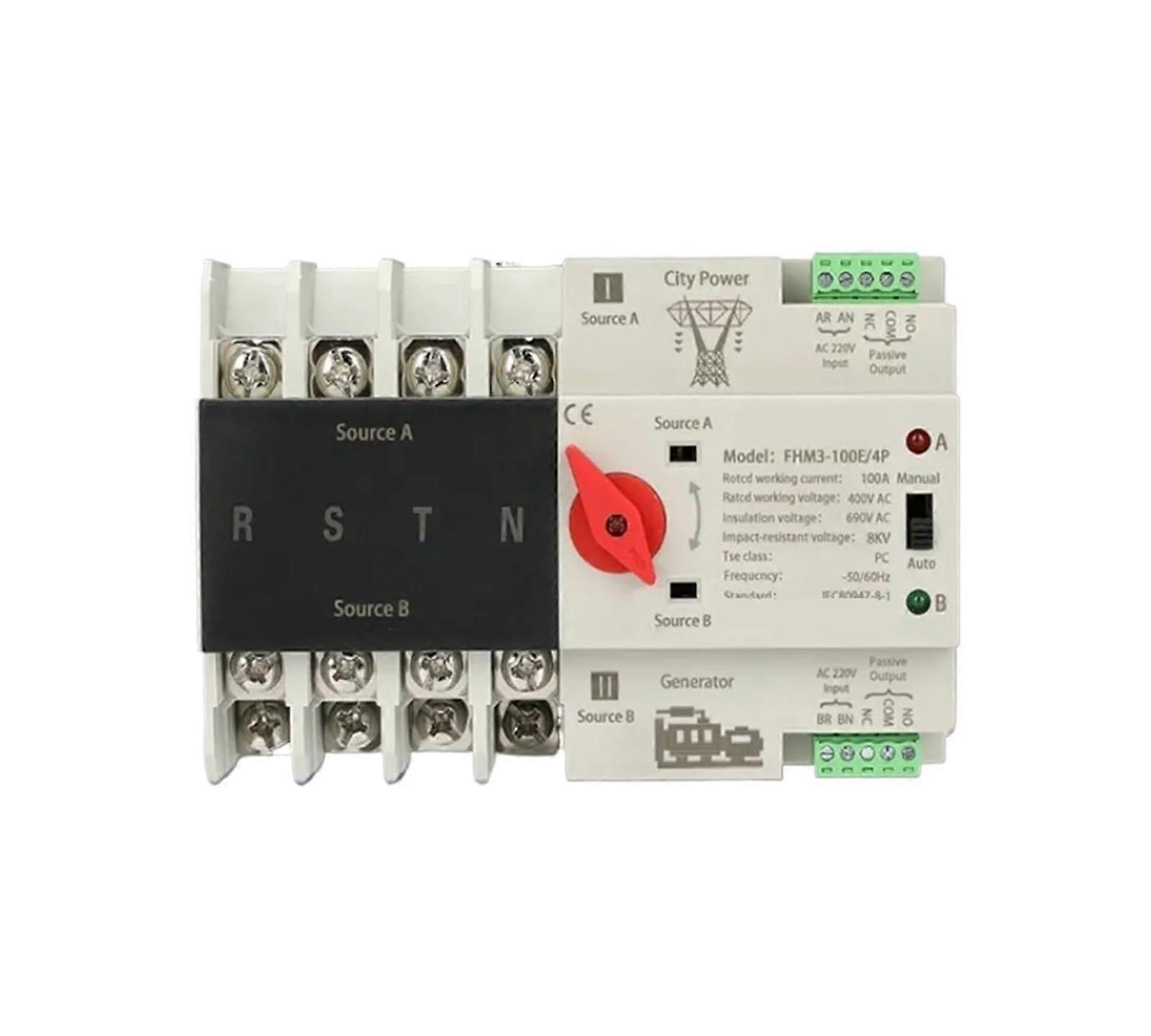 Dual Power Automatic Transfer Switch 4 Pole Single Phase Automatic Backup with Easy Rail Installation