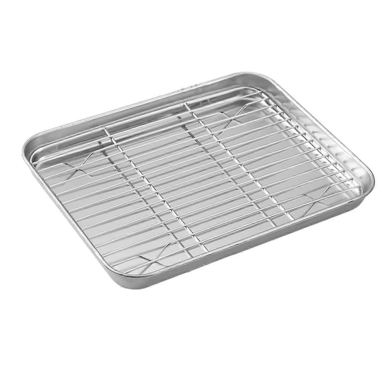 Stainless Steel Baking Tray Set with Cooling Rack, Rust Resistant, Easy Clean, Dishwasher Safe