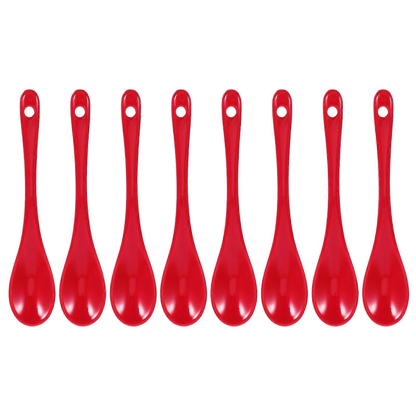 8pcs 13cm Ceramic Spoon Multi-function Coffee Scoop Tea Spoon Tableware for Home Restaurant