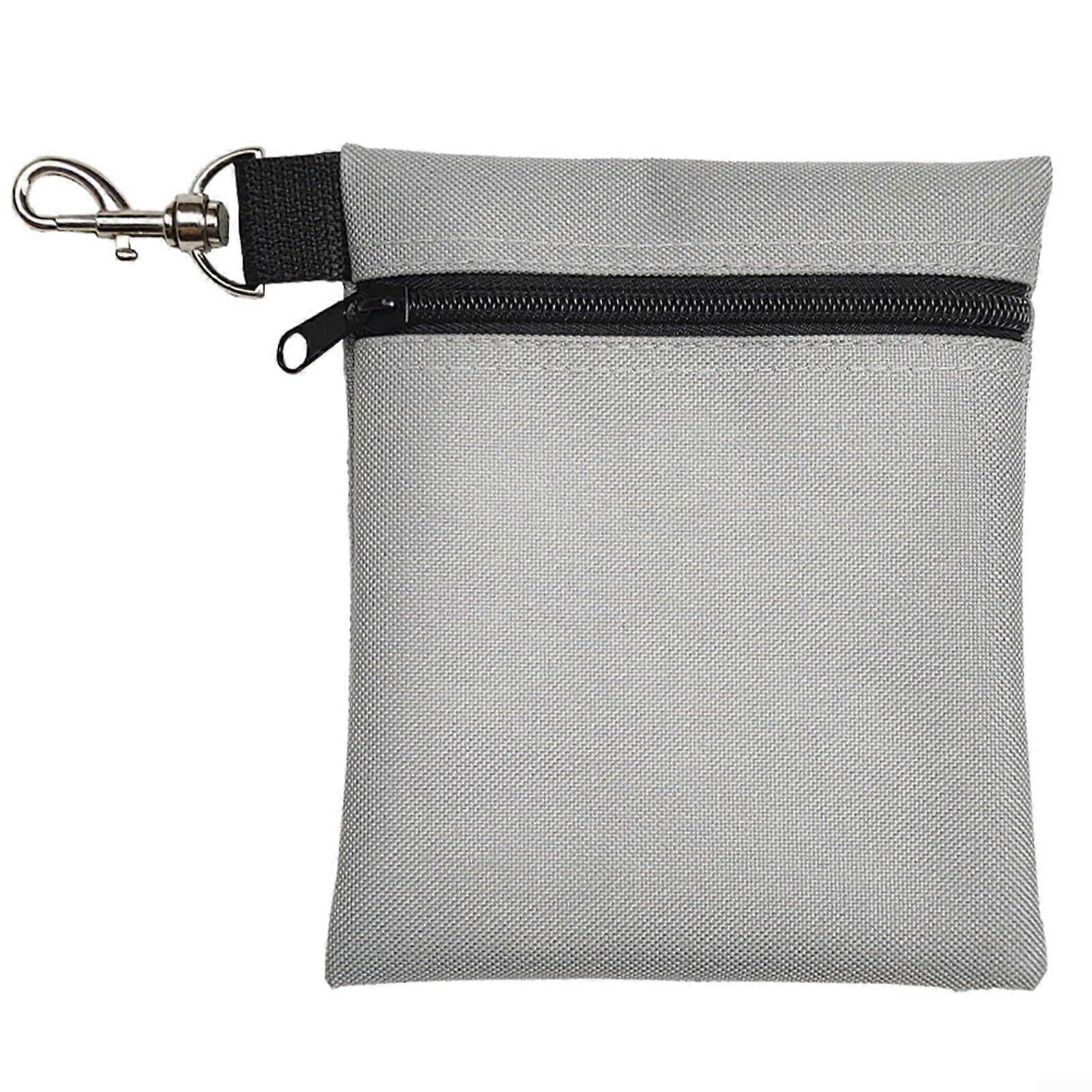 Golf Tee Holder with Clip Durable Golf Accessory Pouch Compact Storage Bag Gray
