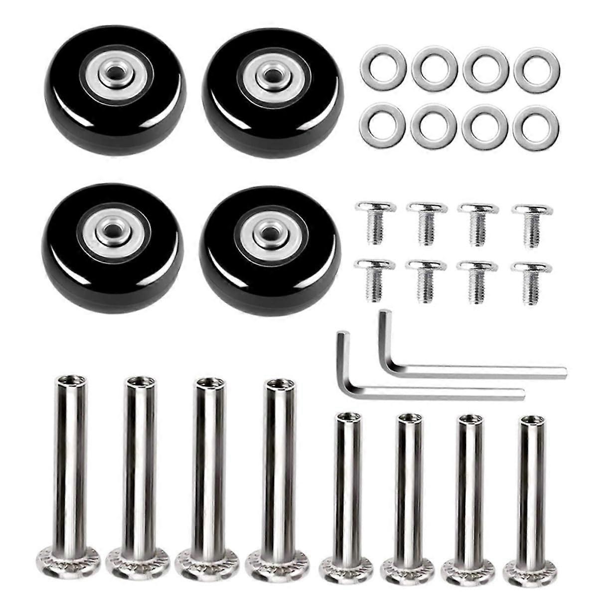 6 Set Rubber Luggage Replacement Wheels, Mute Swivel Casters, Easy Install Suitcase  Kit
