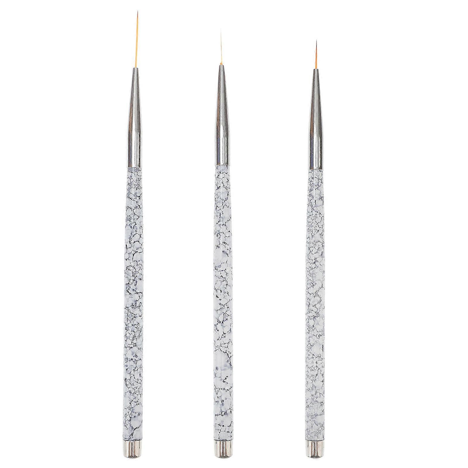 DIY Nail Tool Marble Pattern Handle Brush for Painting 3Pcs Set