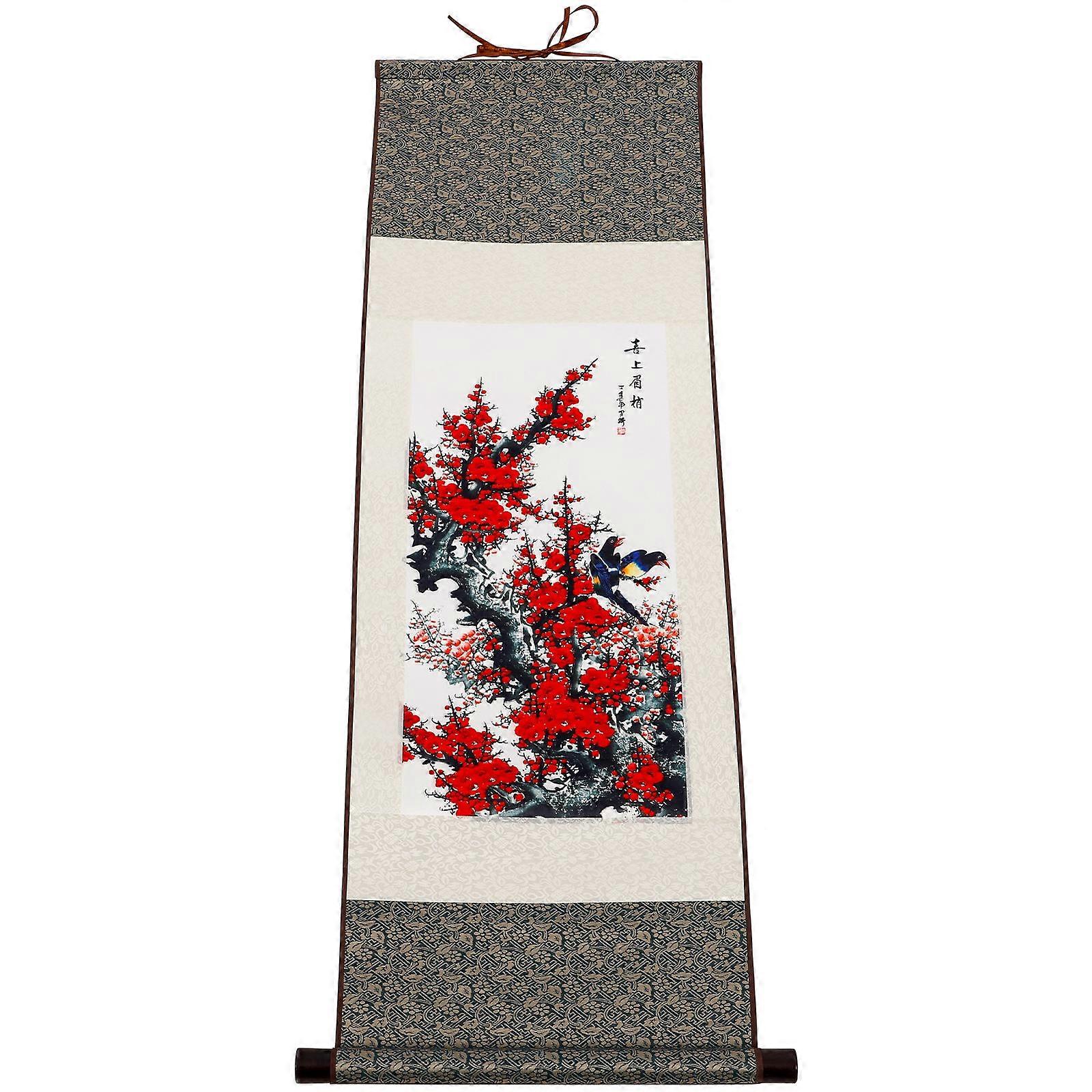 Traditional Chinese Art Rectangular Wall Scroll Home Decoration Gift For Friends 1Set