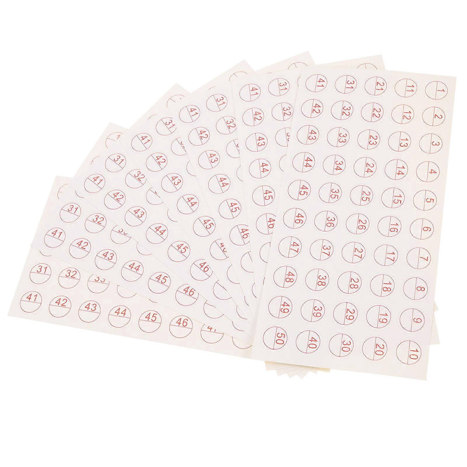 Number Label Stickers for Storage with 100 Sheets White