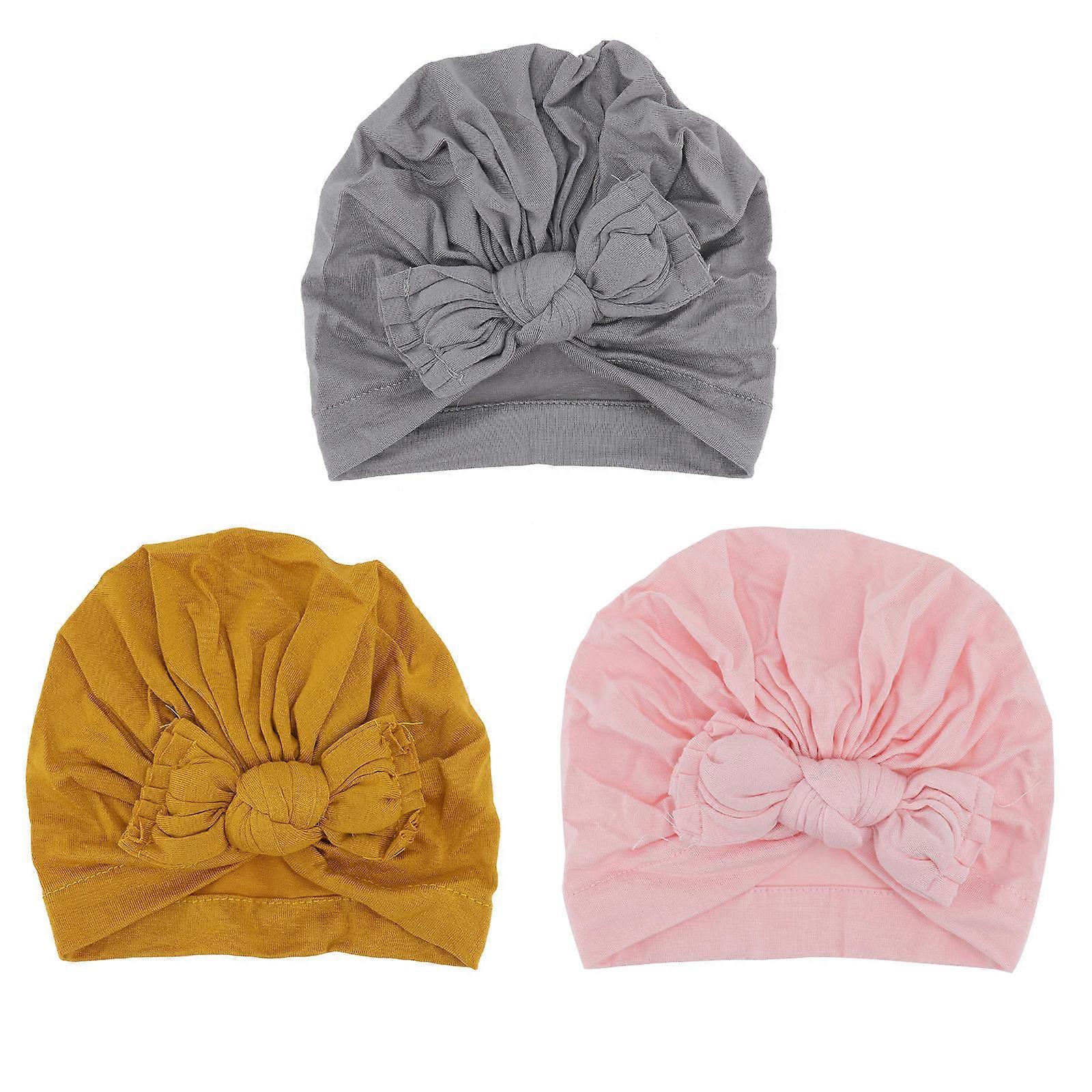 Lovely Newborn Baby Bow-Knot Hat for Warmth 3Pcs Assorted Set