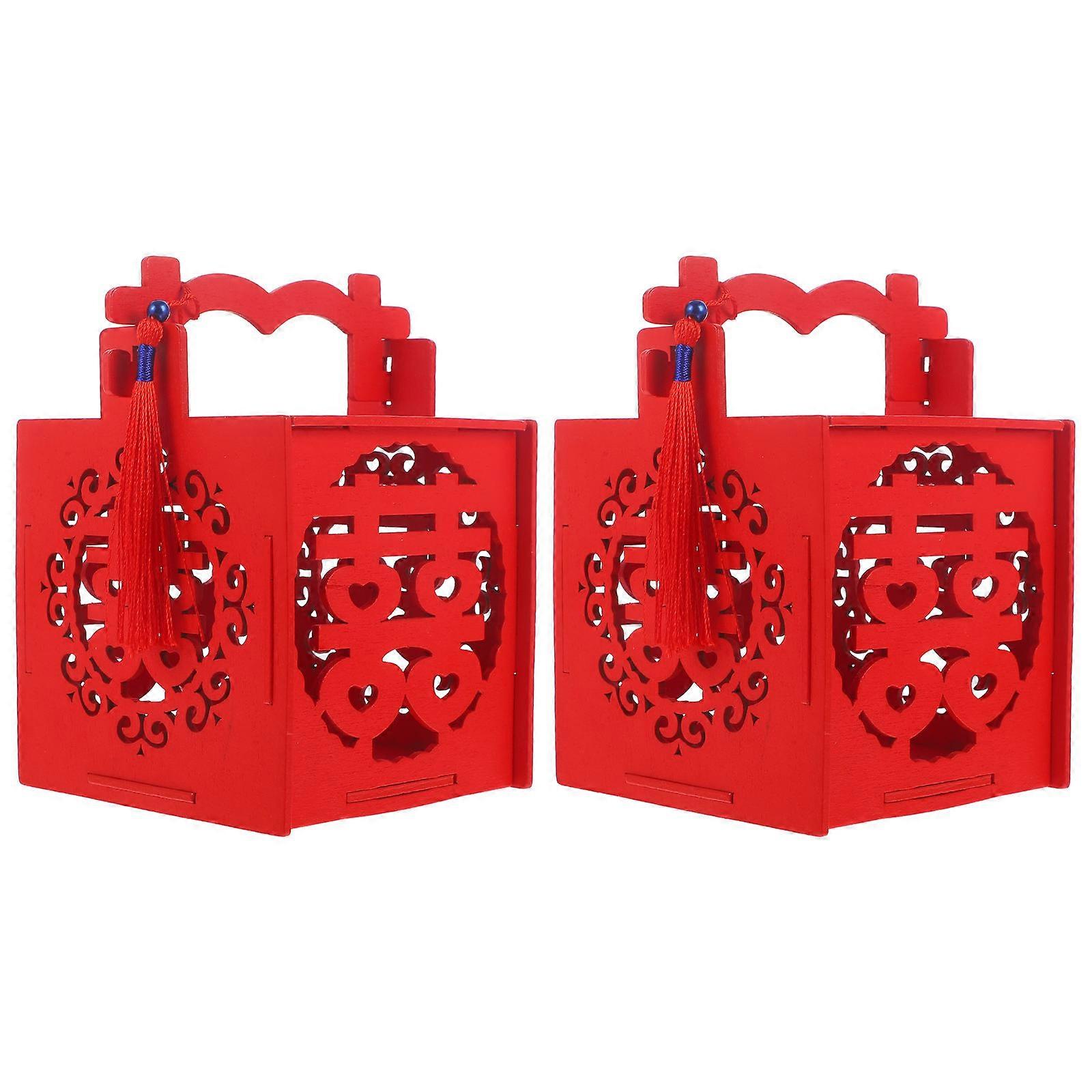 Chinese Style Wooden Candy Box Durable Container for Holding Candy 2Pcs