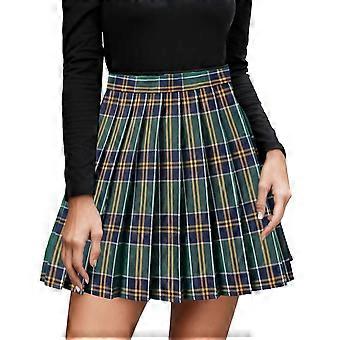 Faldas de mujer a cuadros de cintura alta plisadas de moda minifalda de línea A informal para exteriores y uso diario
