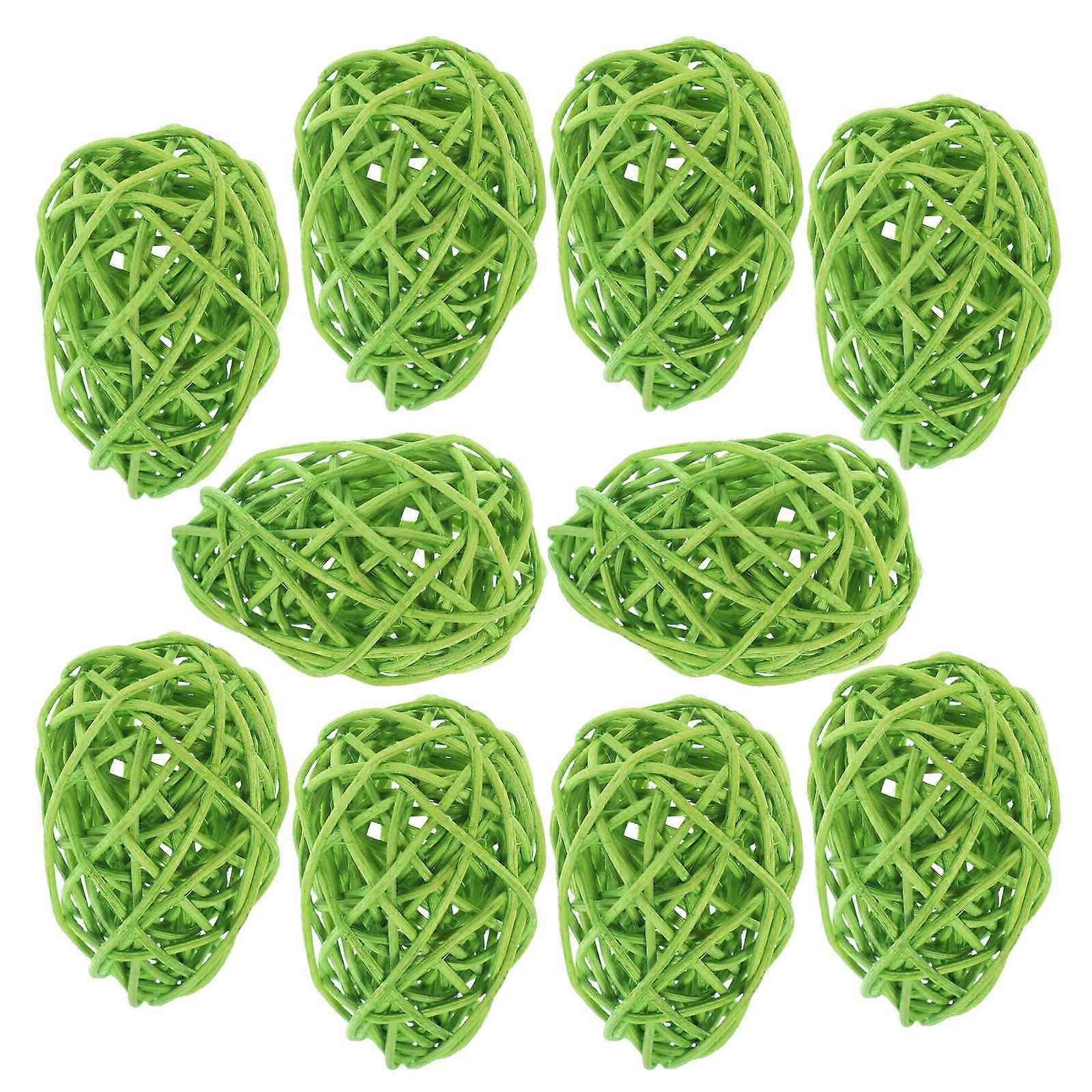 10pcs Easter Eggs Colorful Rattan Ball Easter Eggs Easter Egg Shaped Decorations Easter Gift