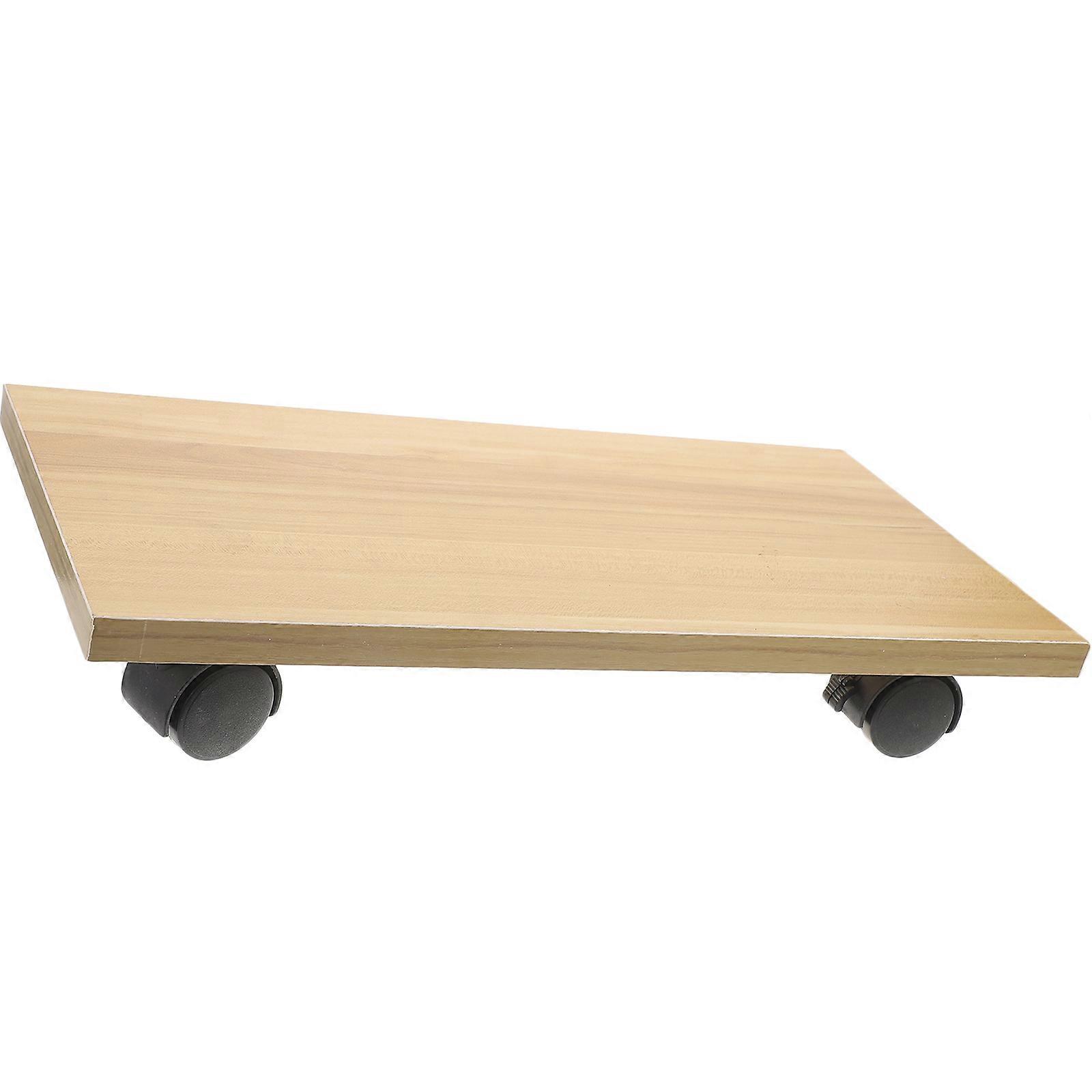 Movable Wood Base Bracket Computer Host Stand with Universal Wheel