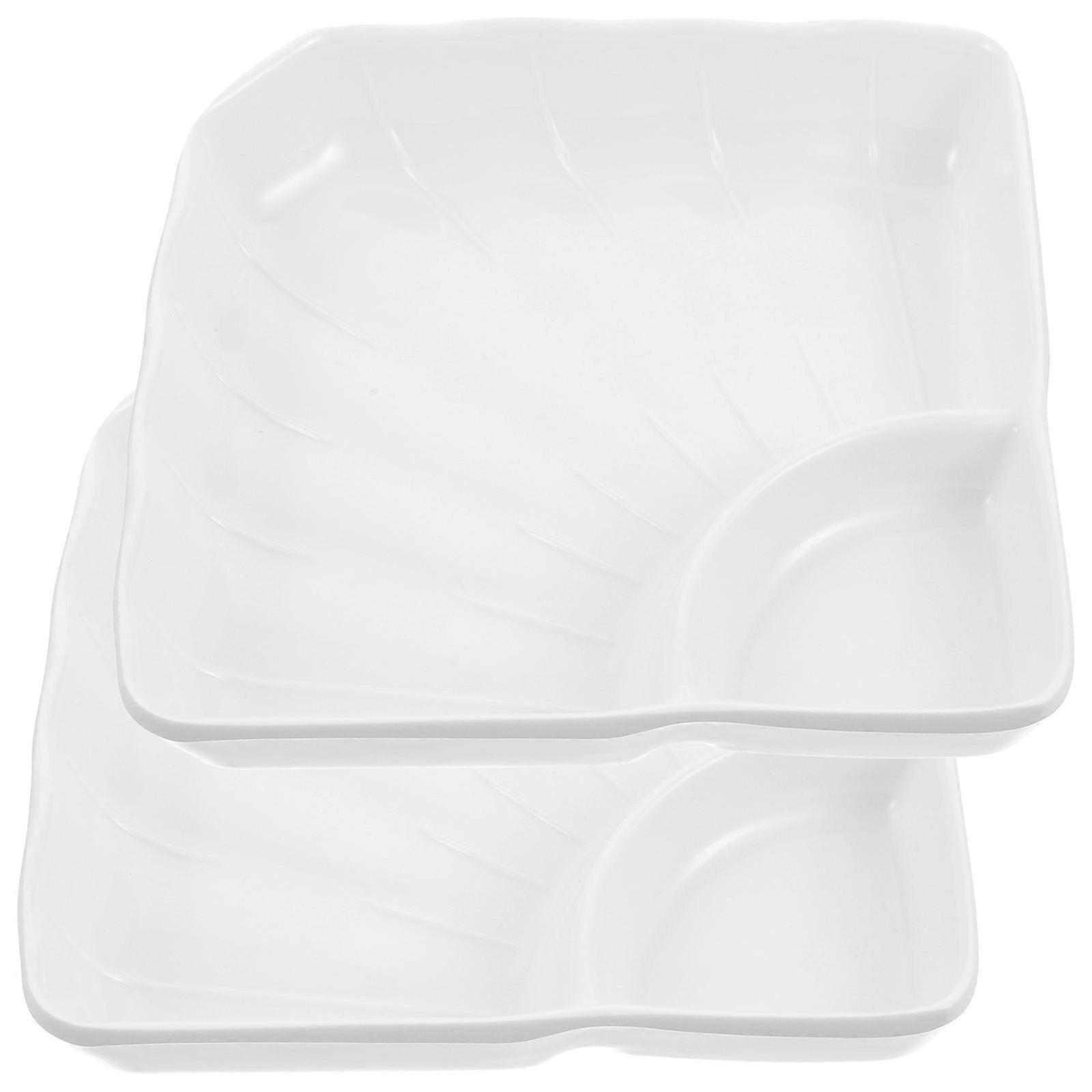 White Dumpling Plate with Sauce Holder for Serving 2Pcs Multi-Function Dish