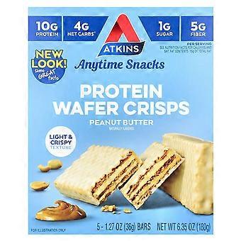 Atkins, Anytime Snacks, Protein Wafer Crisps, Peanut Butter, 5 Bars, 1.27 oz (36 g) Each