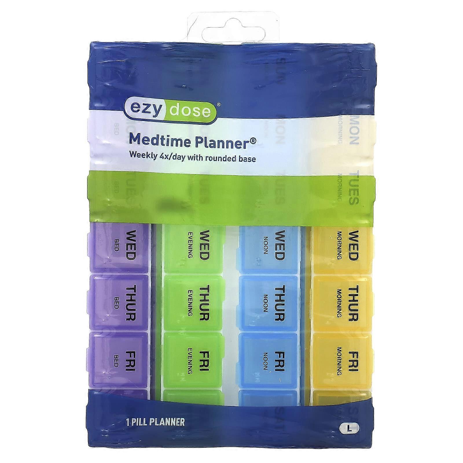 Ezy Dose, Weekly 4X/Day with Rounded Base Medtime Planner, Large, 1 Count, 2-Pack