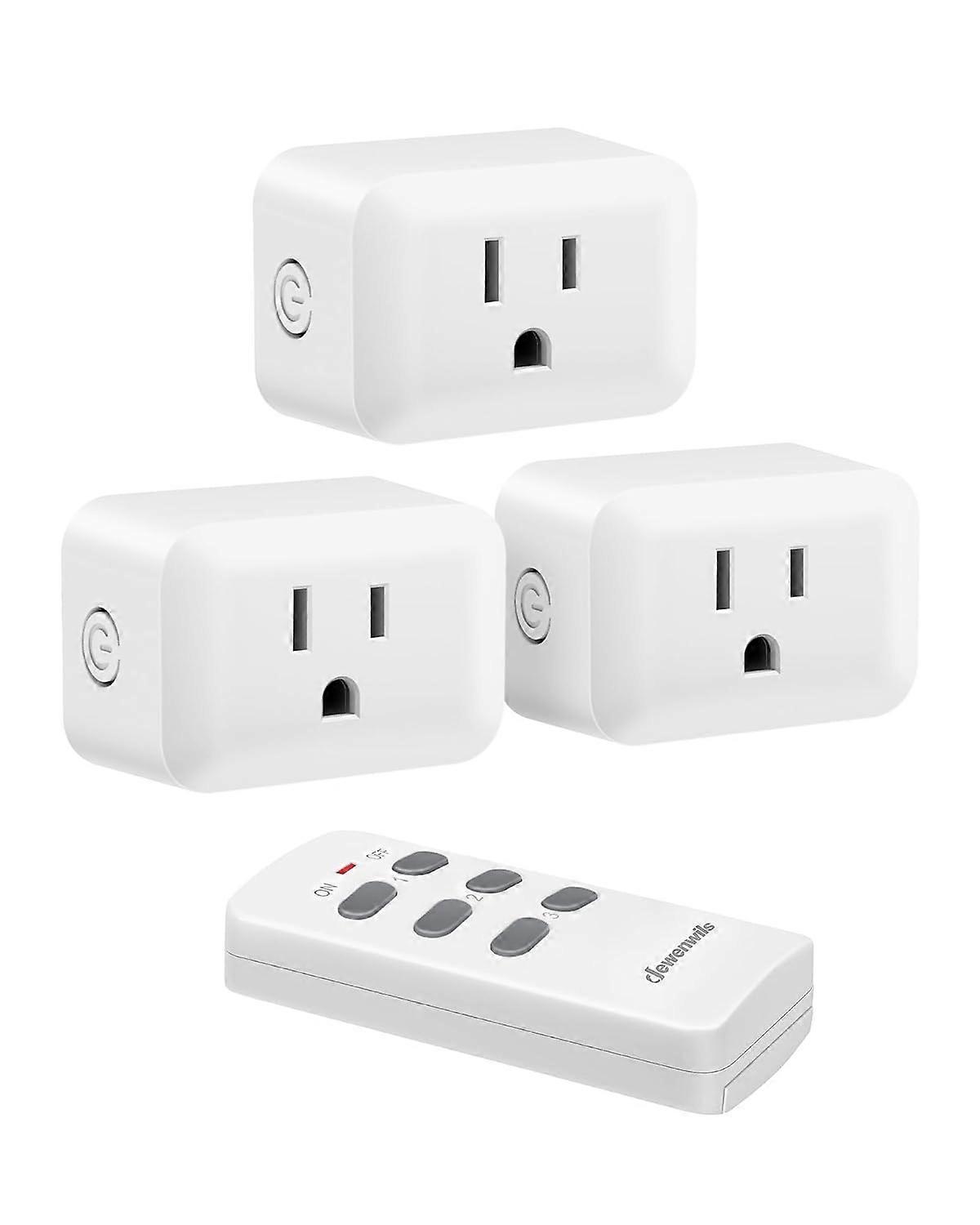 Wireless Outlet, Programmable and Expandable Electrical Outlet Switch, Wireless Remote Light Switch, 100FT Range, 1 Remote and 3 Outlets