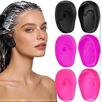 Reusable Silicone Ear Covers: Protectors for Hair Dye Waterproof Shower Protector Caps Guard Shields Coloring Washing Adults 3 Pairs