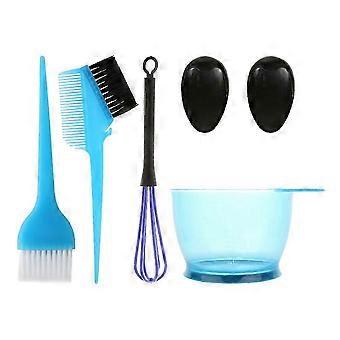 5pcs Hair Dye Tools Set Professional Hair Coloring Kits Perm Bowl Whisk Earmuffs Brush Hair Tinting Tools (Blue)