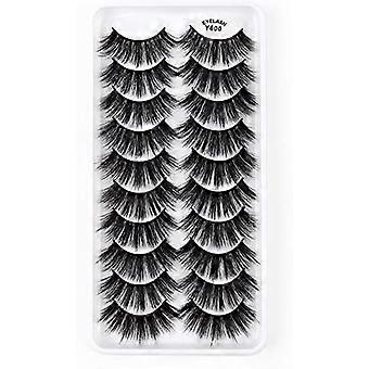 10 Paare falsche Wimpern Kit, 3D künstliche Wimpern natürliche lange flauschige Wispies Wimpern, handgemachte wiederverwendbare weiche Band gefälschte Wimpern Luxus schwarzes Make-up Eyel