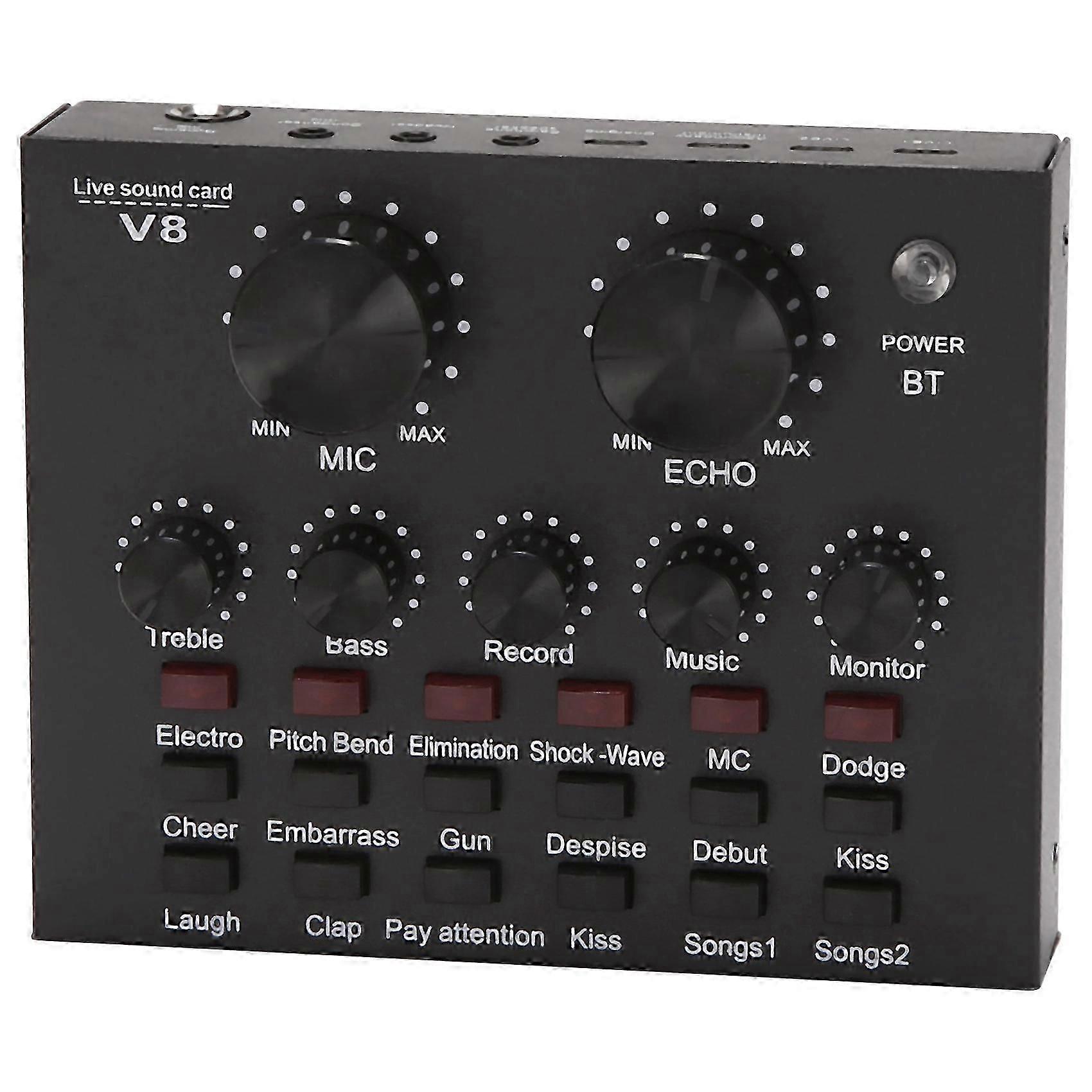 V8 Sound Card Audio Set Interface External Usb Live Microphone Sound Card Bluetooth Function for Com
